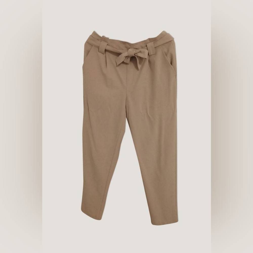 Blush Tie Waist Paperbag Pants